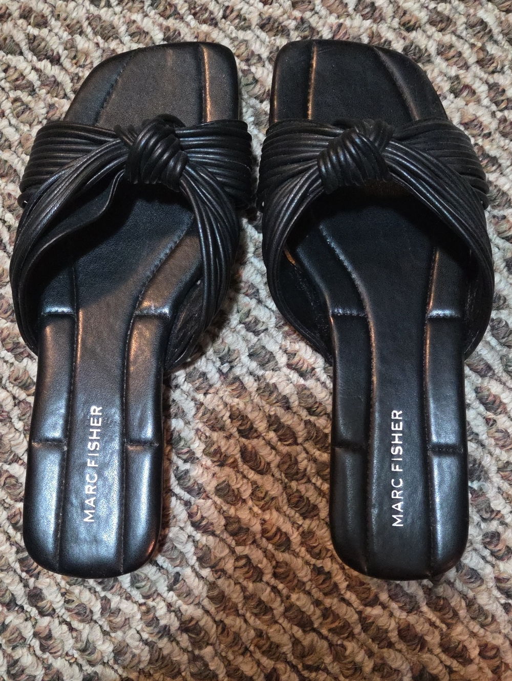 Marc Fisher Black Knotted Slide Mules